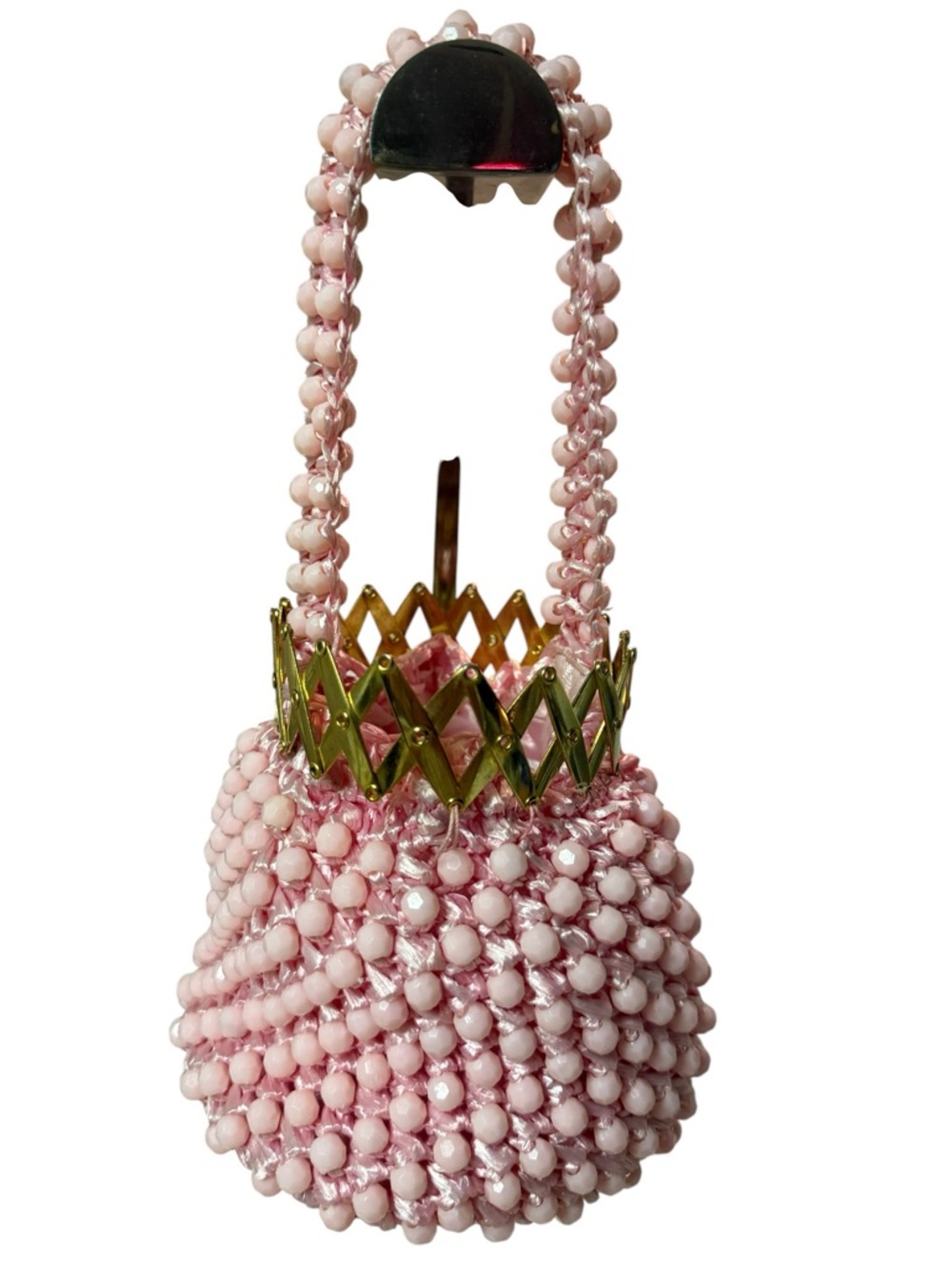 Vintage 1950s La Regale Pink Beaded Gate Top Purse - Very Good Used Condition - Picture 4 of 14